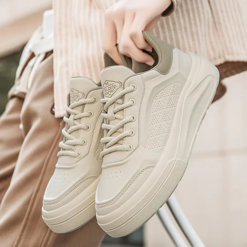CEDAR HAN White Sneakers Wrapping, Wear Resistant And Non Slip Low Top Casual Shoes Men's-6