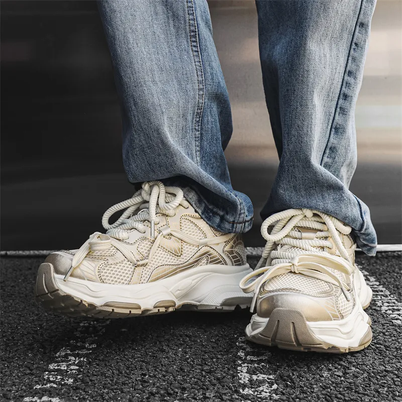 CEDAR HAN Shock Absorbers Slip Resistant Breathable Low Top Chunky Sneakers Men's-6