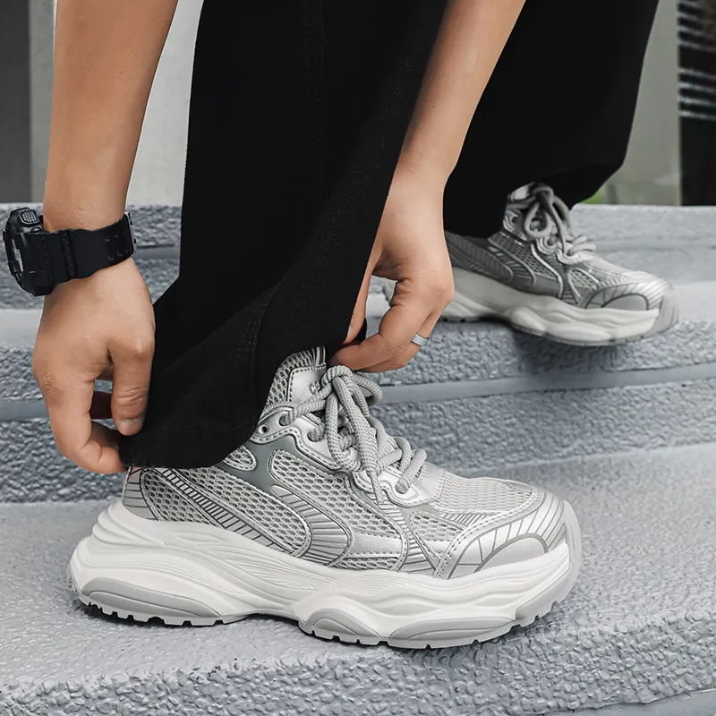 CEDAR HAN Cushioning Abrasion Resistant Breathable Slip Resistant Low Top Chunky Sneakers Men's-5