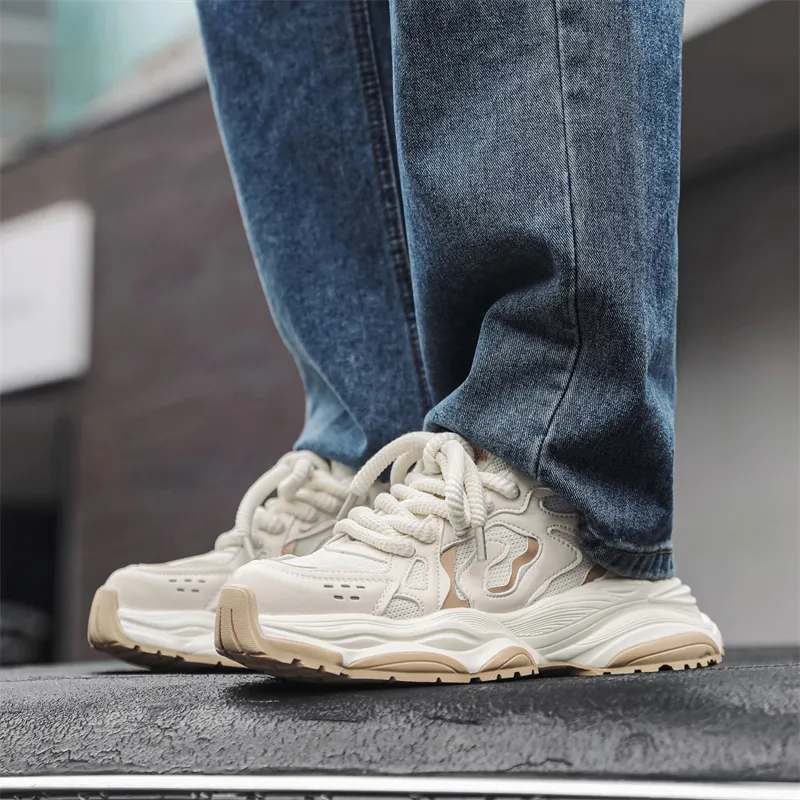 CEDAR HAN Coverage Height Increasing Lightweight Breathable Slip Resistant Low Top Chunky Sneakers-5