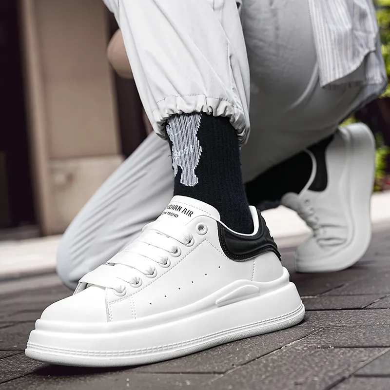 CEDAR HAN Small White Shoes Cushioning Wear Resistant Low Top Skateboard Shoes Unisex-7