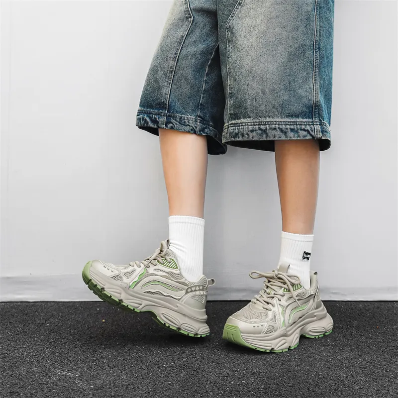 CEDAR HAN Vintage Paris Style Slip Resistant Coverage Lightweight Low Top Chunky Sneakers Men's-5