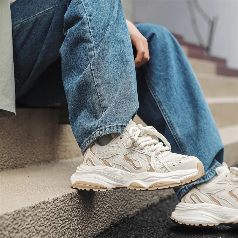CEDAR HAN Coverage Height Increasing Lightweight Breathable Slip Resistant Low Top Chunky Sneakers-3