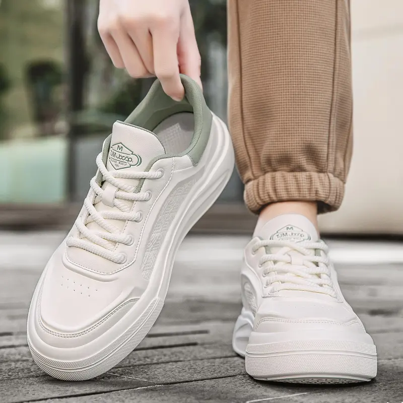 CEDAR HAN White Sneakers Wrapping, Wear Resistant And Non Slip Low Top Casual Shoes Men's-2