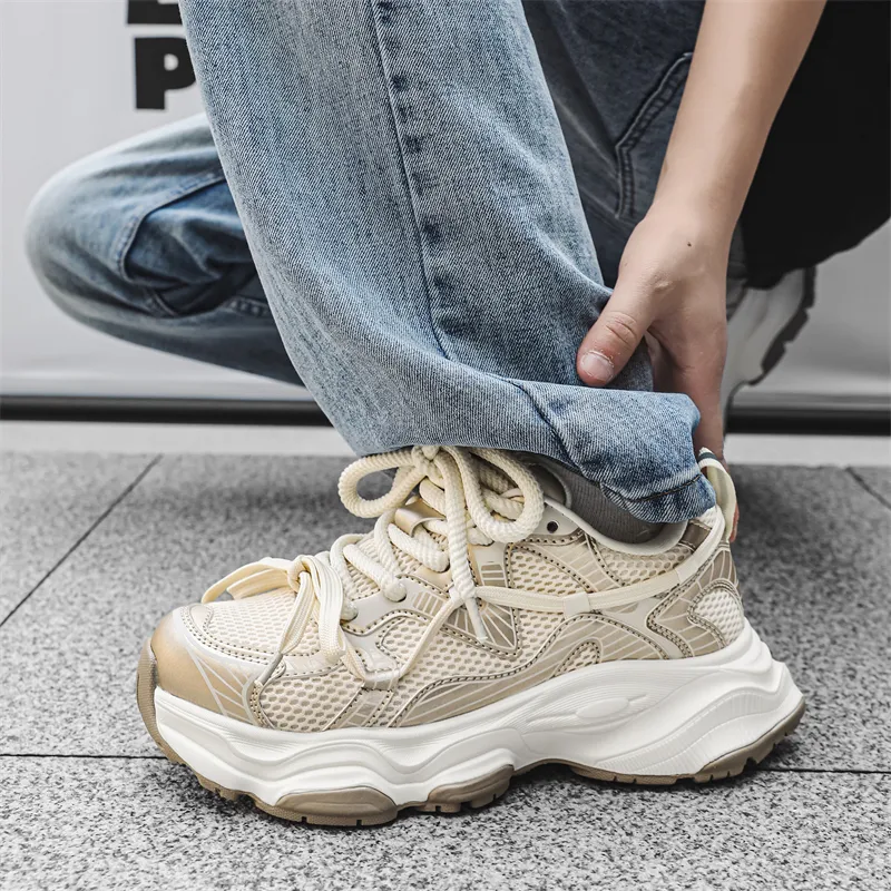 CEDAR HAN Shock Absorbers Slip Resistant Breathable Low Top Chunky Sneakers Men's-4