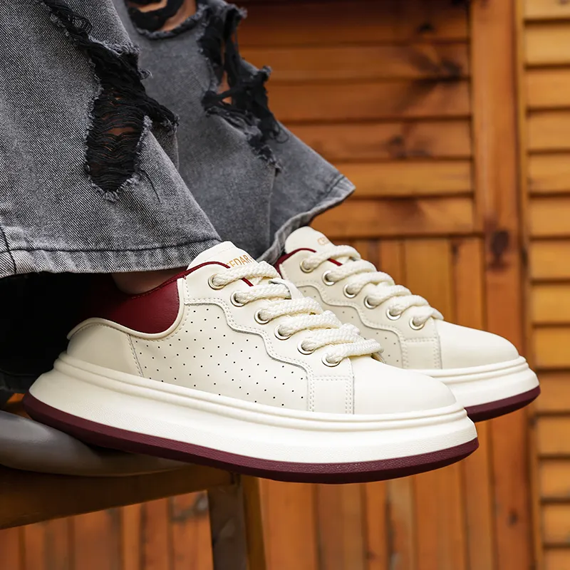 CEDAR HAN Lightweight Breathable Height Increasing Low Top Skateboard Shoes Men's-4