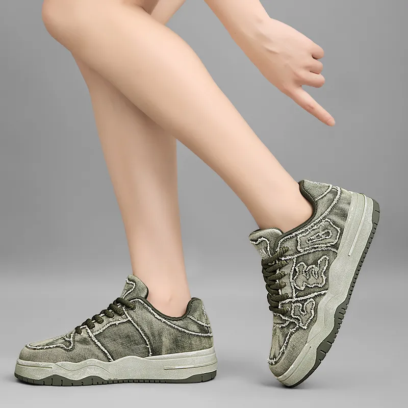 CEDAR HAN Anti-Slip Wear-Resistant Breathable Supportive Height Increasing Low-Top Couple's Unisex Green-8