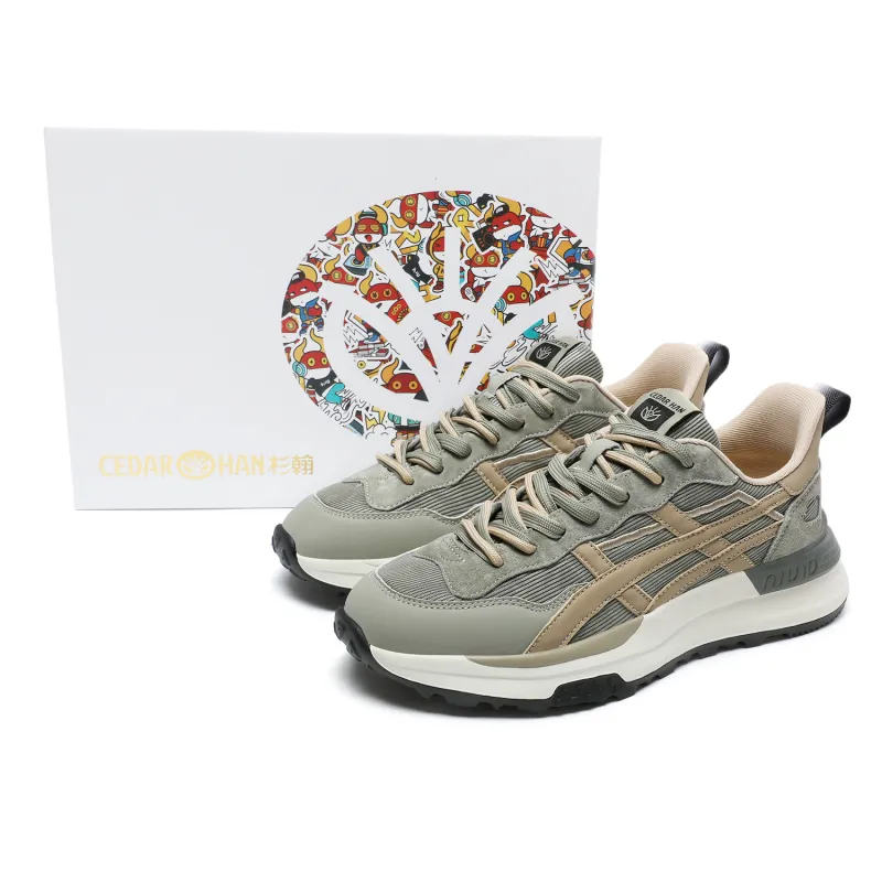 CEDAR HAN Cushioning Slip-Resistant Breathable Height Increasing Rebound Low-Top Casual Shoes Unisex Olive Green-20