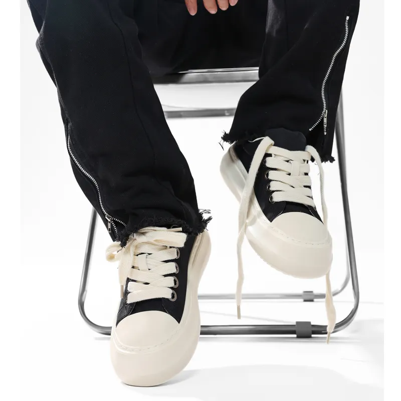 CEDAR HAN Anti Slip And Wear Resistant Height Increasing Low Top Canvas Shoes Men's-3
