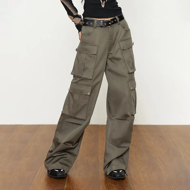 AZEPAM Cargo Pants Women's Gray Green-5
