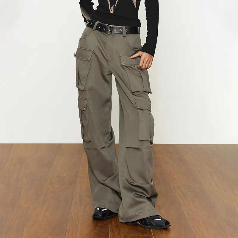 AZEPAM Cargo Pants Women's Gray Green-3