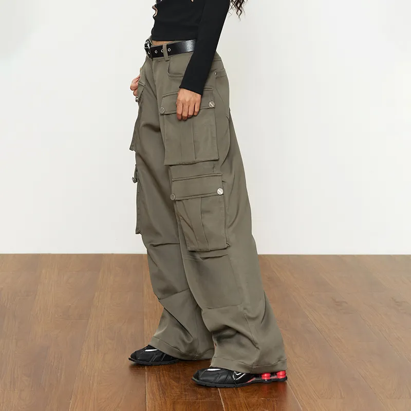 AZEPAM Cargo Pants Women's Gray Green-4