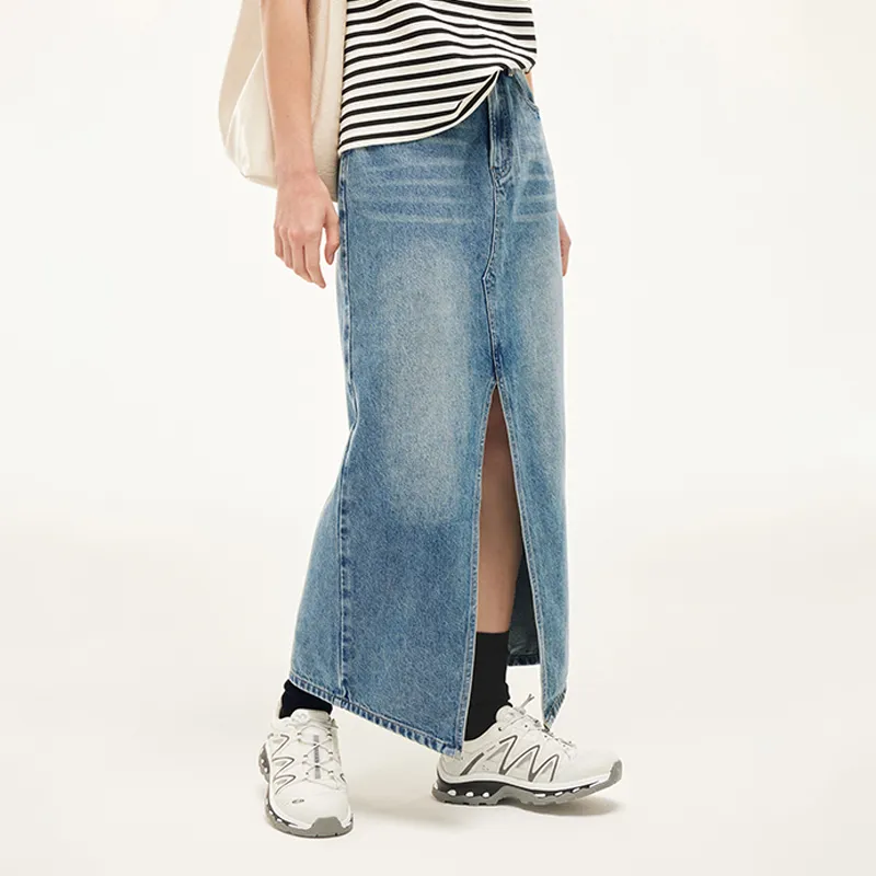 AZEPAM Denim Long Skirts Women's Blue-2