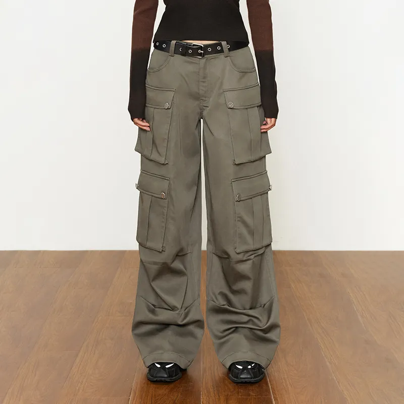 AZEPAM Cargo Pants Women's Gray Green-2