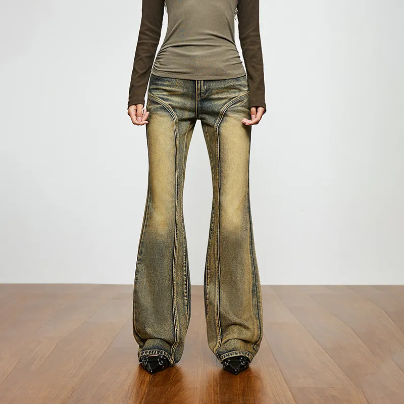 AZEPAM Jeans Women's Yellow Denim-2