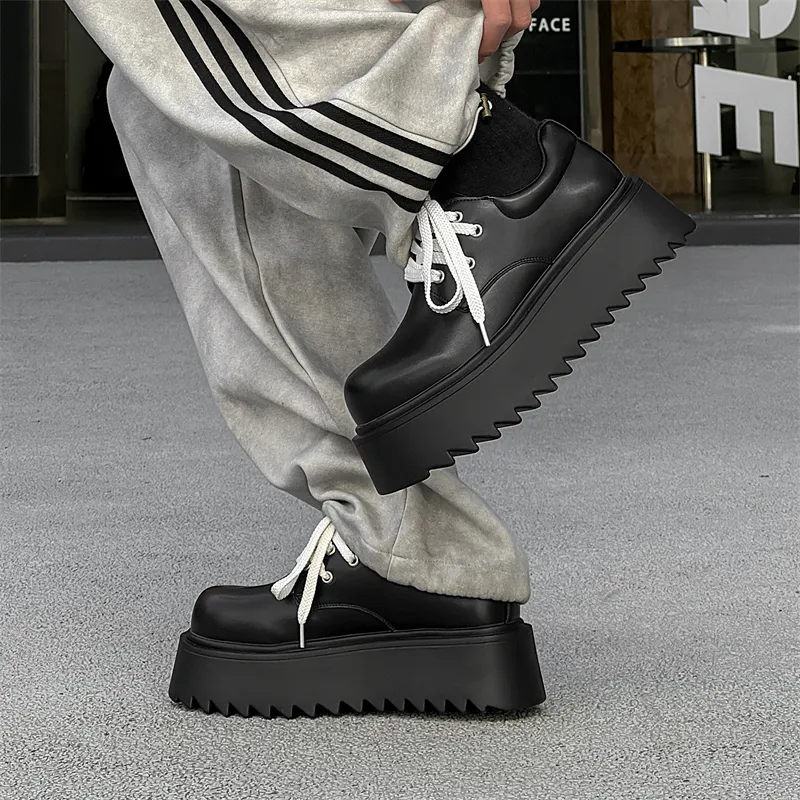 Fire Flying Fish Anti Slip And Wear Resistant Height Increasing Low Top Casual Shoes Men's Black-2