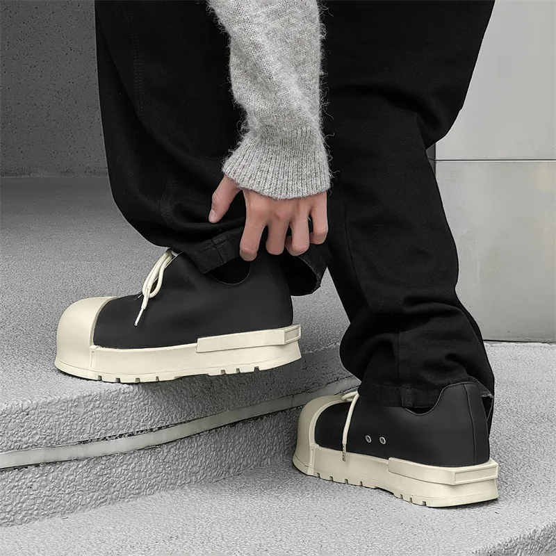 Fire Flying Fish Anti Slip And Wear Resistant Height Increasing Low Top Casual Shoes Unisex Black-4