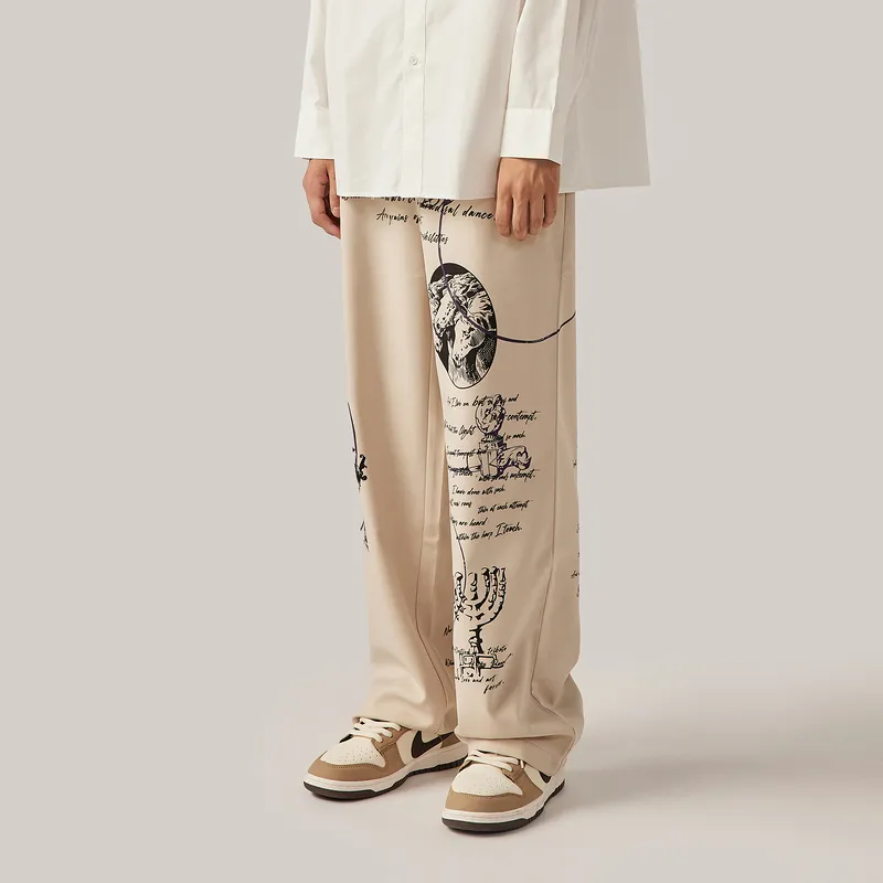 GF Ferré Casual Pants Unisex Brown With Print-3