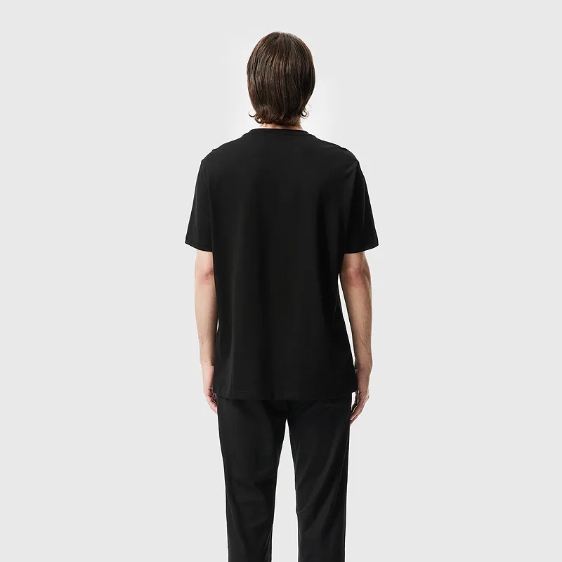 FERRE Letter Print All Over Subtle Texture Jacquard Crew Neck Short Sleeved T Shirt Men's-4