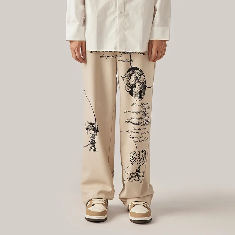 GF Ferré Casual Pants Unisex Brown With Print-2