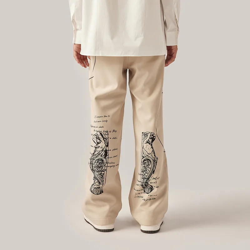 GF Ferré Casual Pants Unisex Brown With Print-5