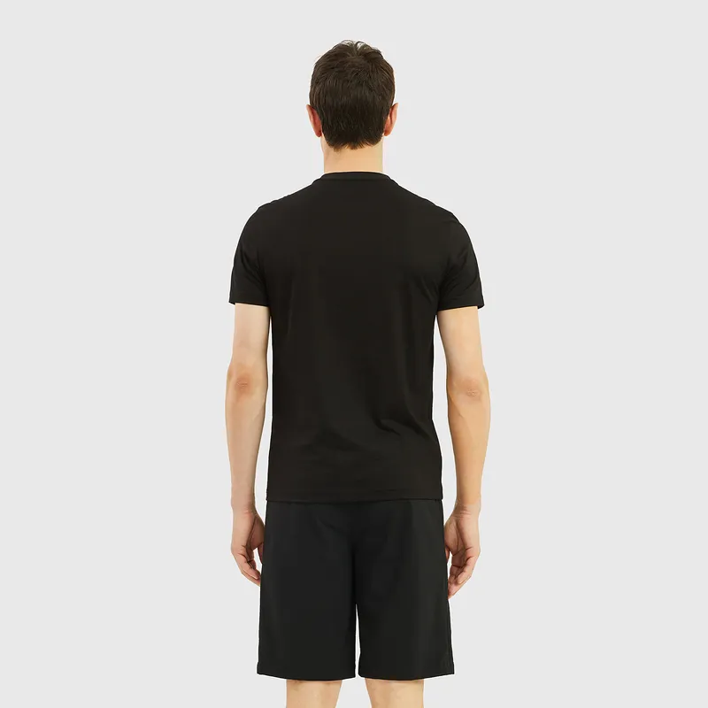 FERRE Rhinestone Decoration Letter Pullover Crew Neck Short Sleeved T Shirt Men's Black-2
