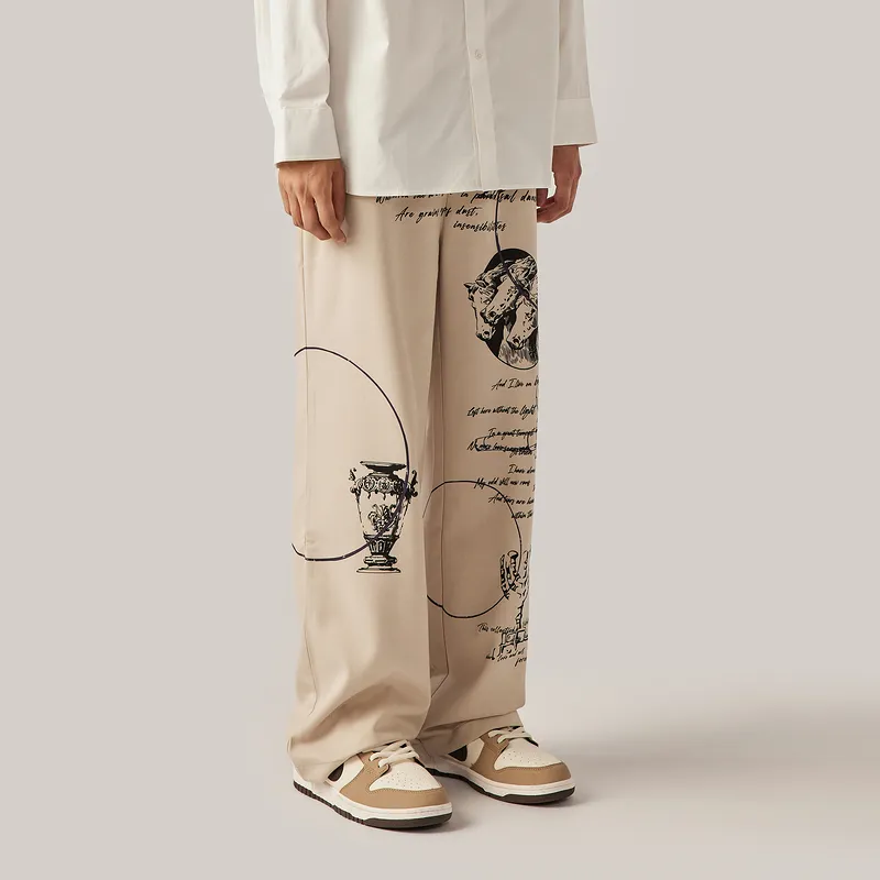 GF Ferré Casual Pants Unisex Brown With Print-4