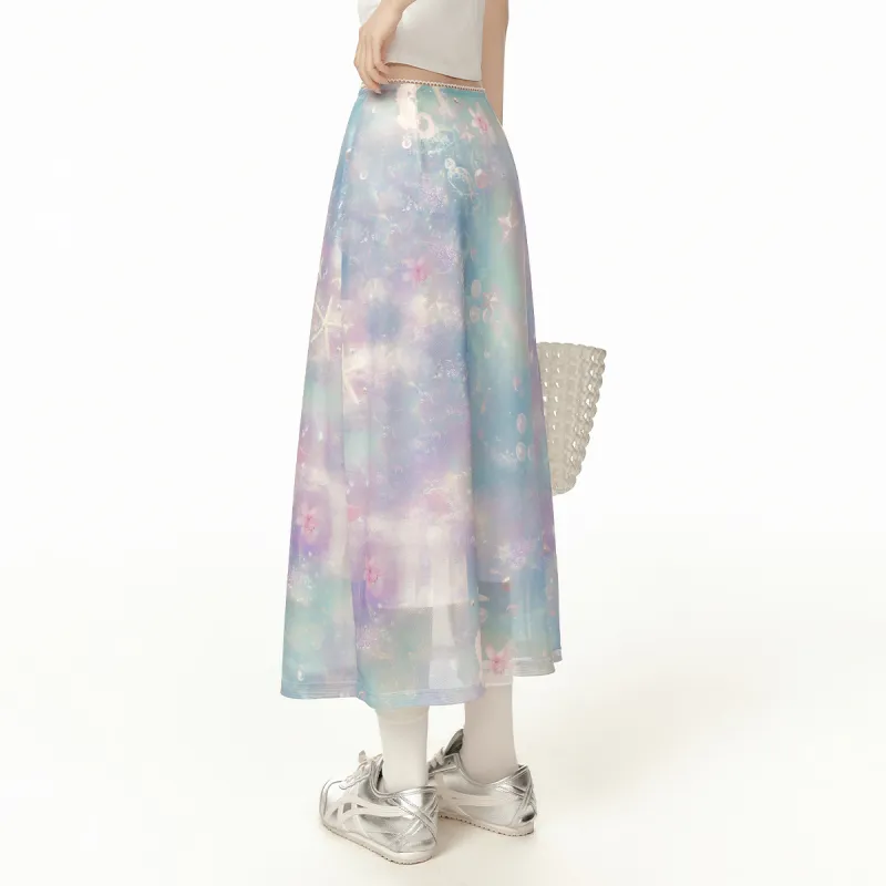 EPTISON WOMAN Casual Long Skirts Women's Starry Sea Blue-5