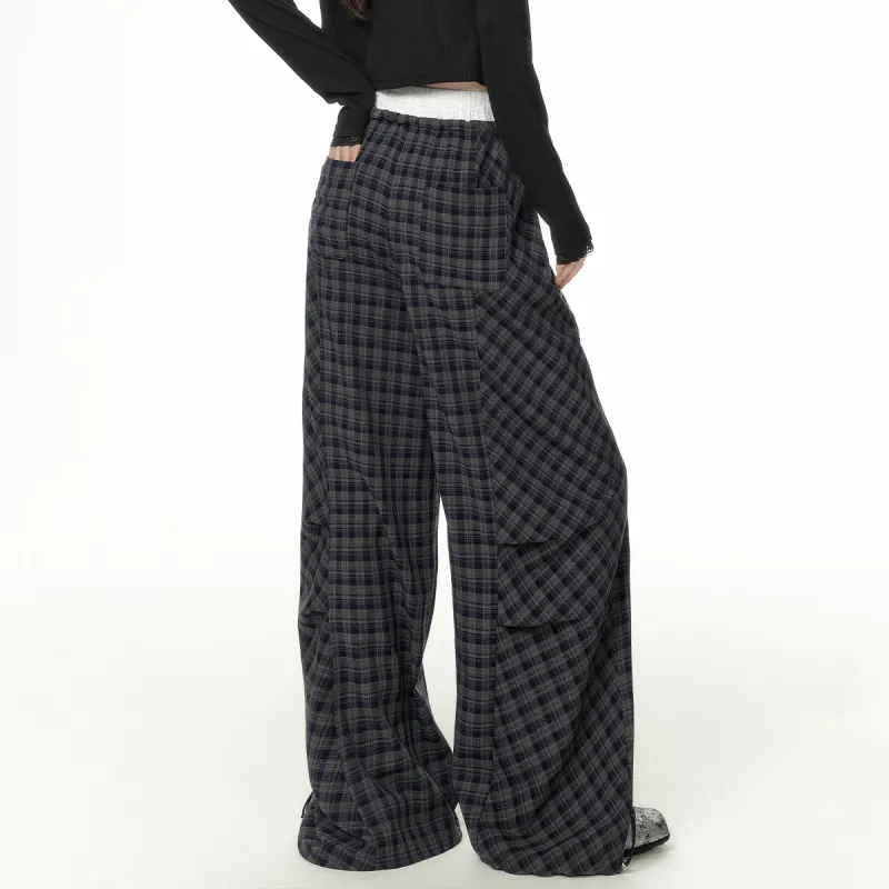 EPTISON WOMAN Casual Pants Women's Navy Blue Plaid-5