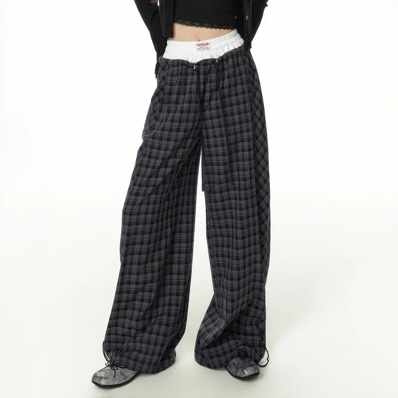 EPTISON WOMAN Casual Pants Women's Navy Blue Plaid-2