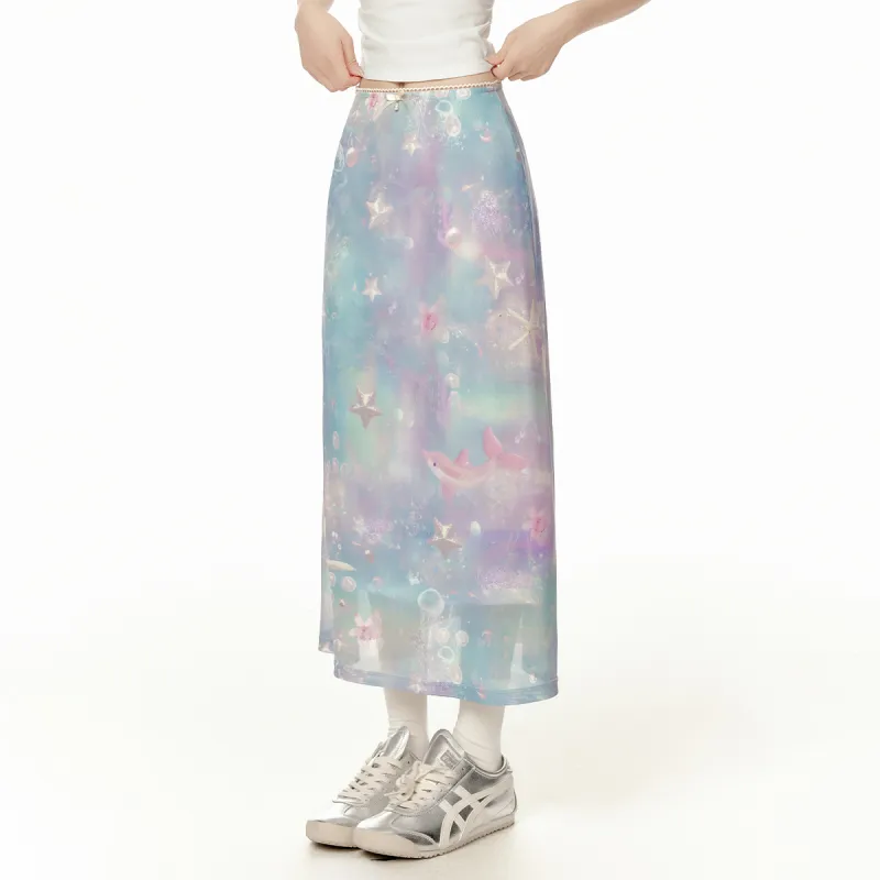 EPTISON WOMAN Casual Long Skirts Women's Starry Sea Blue-2