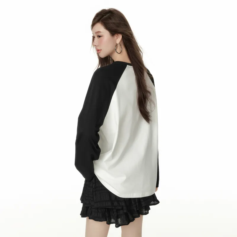 EPTISON WOMAN Raglan Sleeve T Shirt Women's White & Black-5