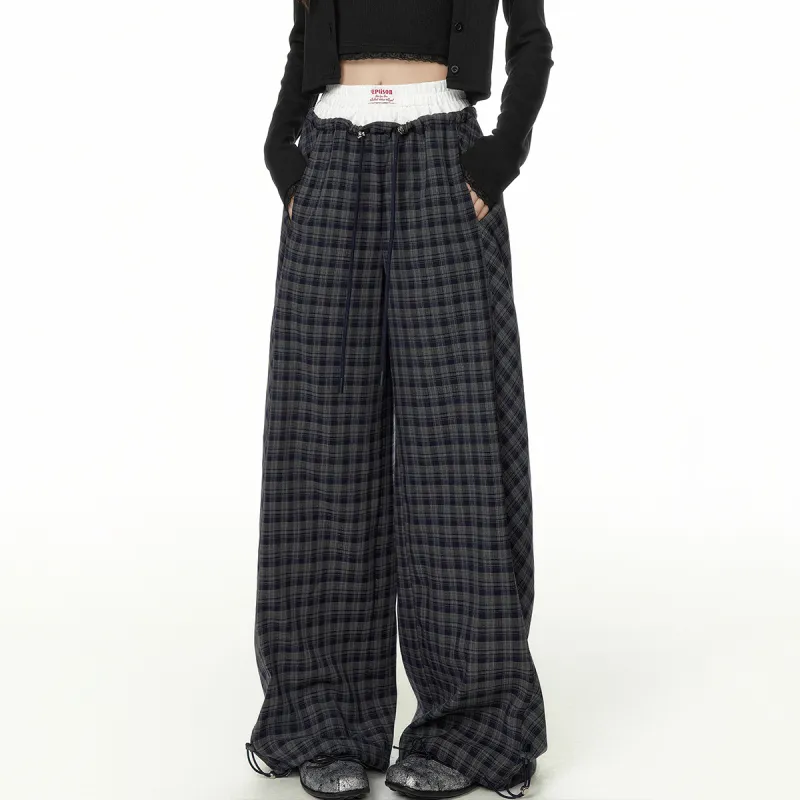 EPTISON WOMAN Casual Pants Women's Navy Blue Plaid-3