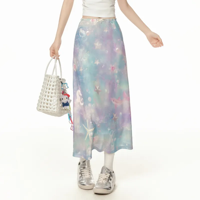 EPTISON WOMAN Casual Long Skirts Women's Starry Sea Blue-3