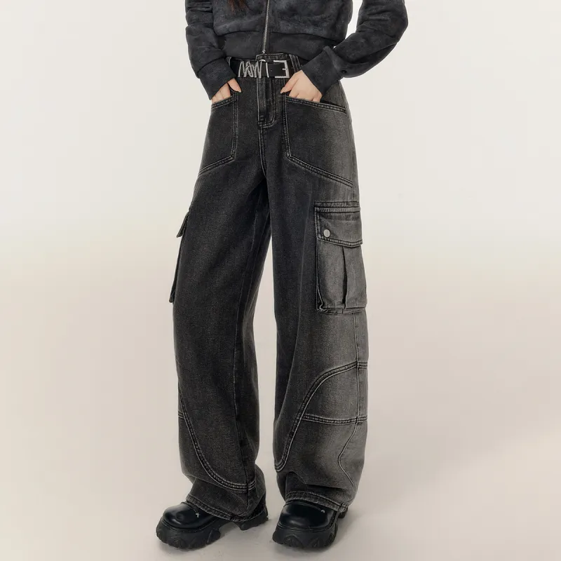 EPTISON WOMAN Jeans Women's Washed Denim Black-3