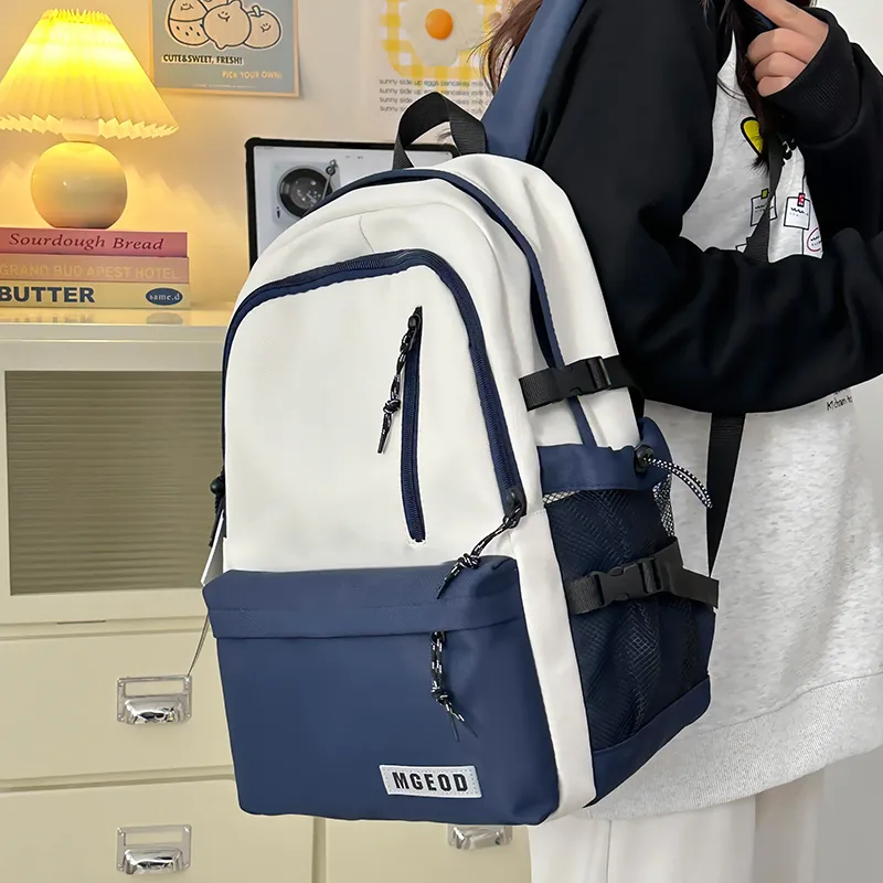 Cwatcun Nylon Backpack Unisex Ivory/Burgundy/Black/Dark Blue-11