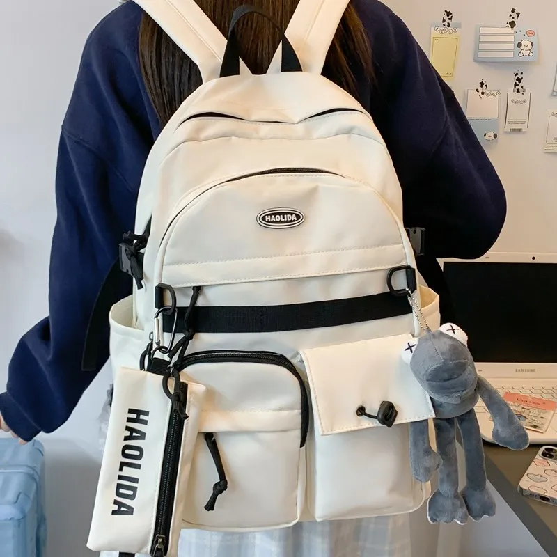 Cwatcun Nylon Backpack Unisex White/Black-14