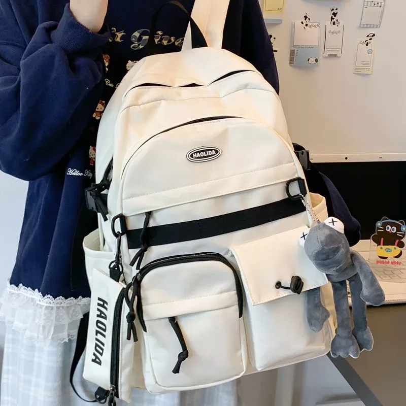 Cwatcun Nylon Backpack Unisex White/Black-16