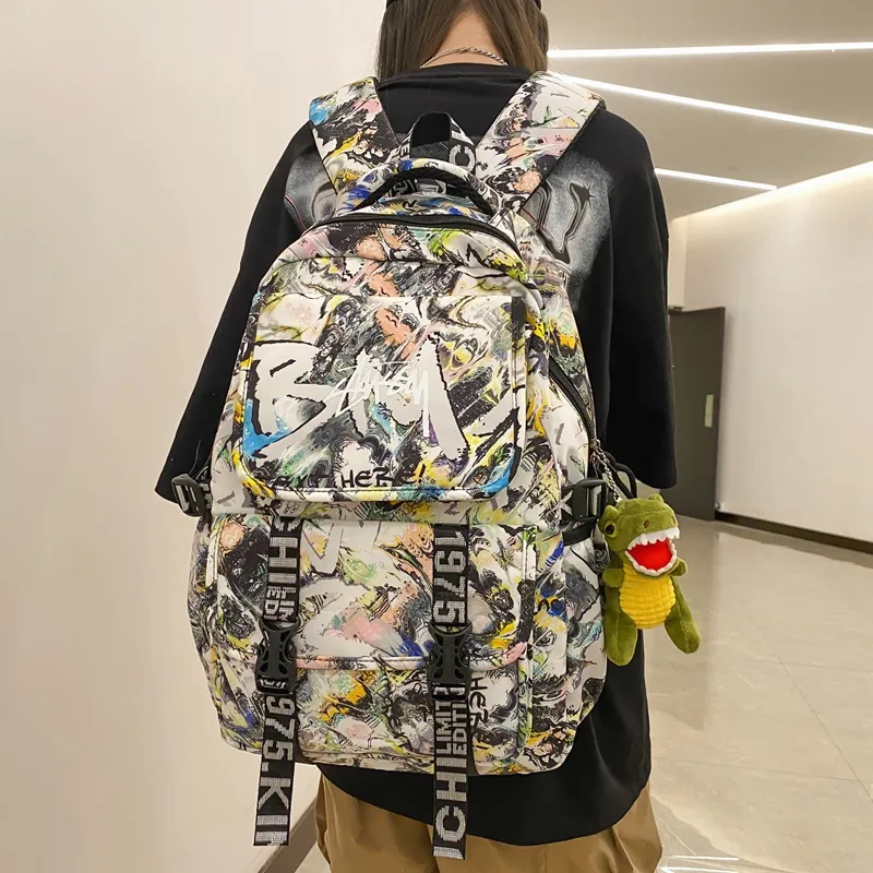 Cwatcun Nylon Backpack Unisex Yellow/Multicolor/Khaki/Green-4