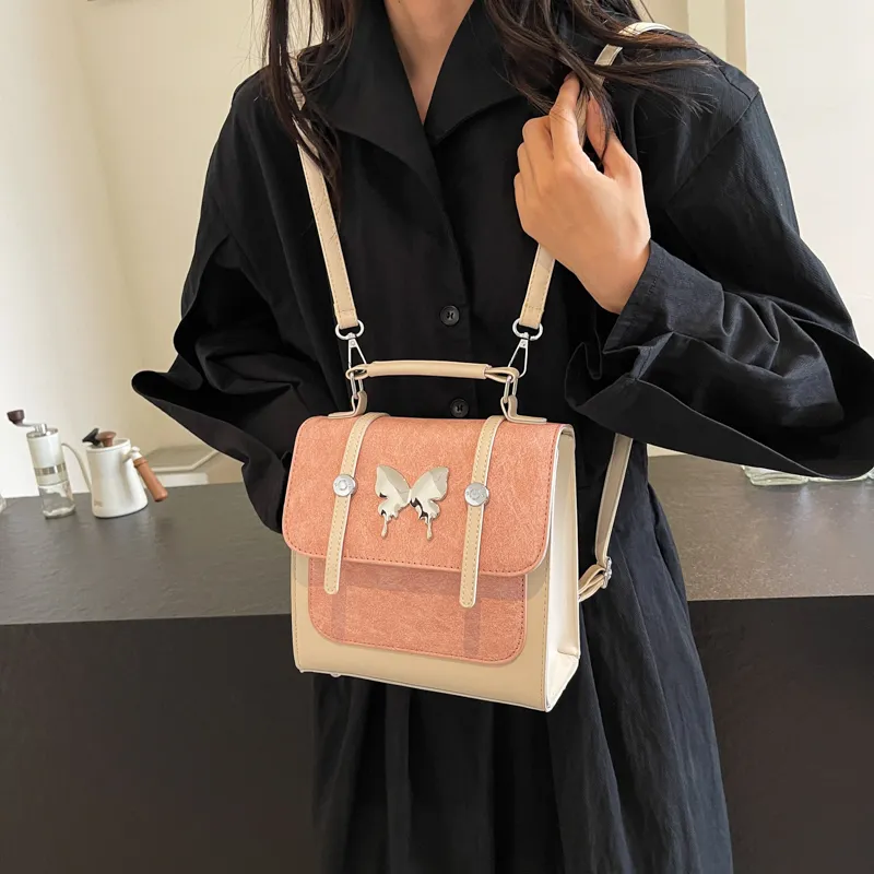 Cwatcun PU Backpack Women's White & Pink Brown & Brown Blue & Blue-1