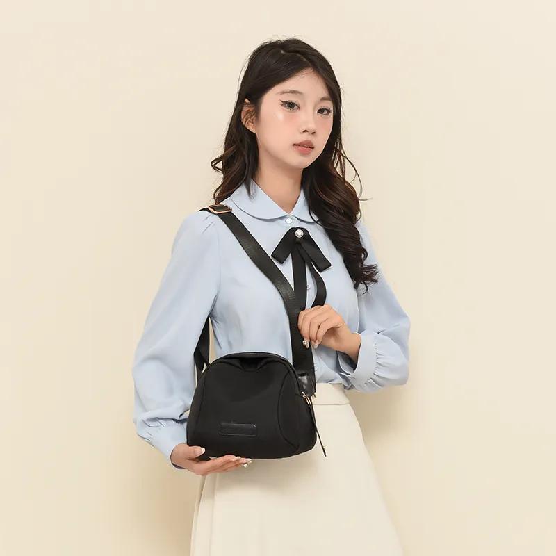 Cwatcun Nylon Crossbody Bag, Shoulder Bag Women's Ecru/Black/Dark Brown-5