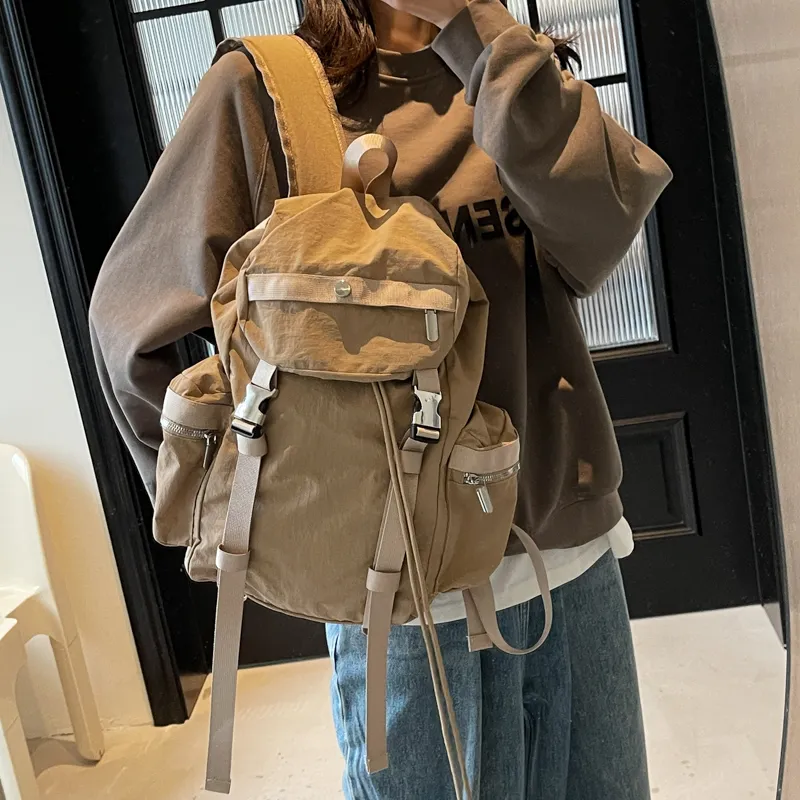 Cwatcun Fabric Backpack Unisex Ecru/Black/Gray/Khaki-11