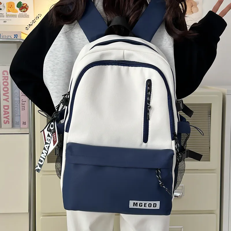Cwatcun Nylon Backpack Unisex Ivory/Burgundy/Black/Dark Blue-10