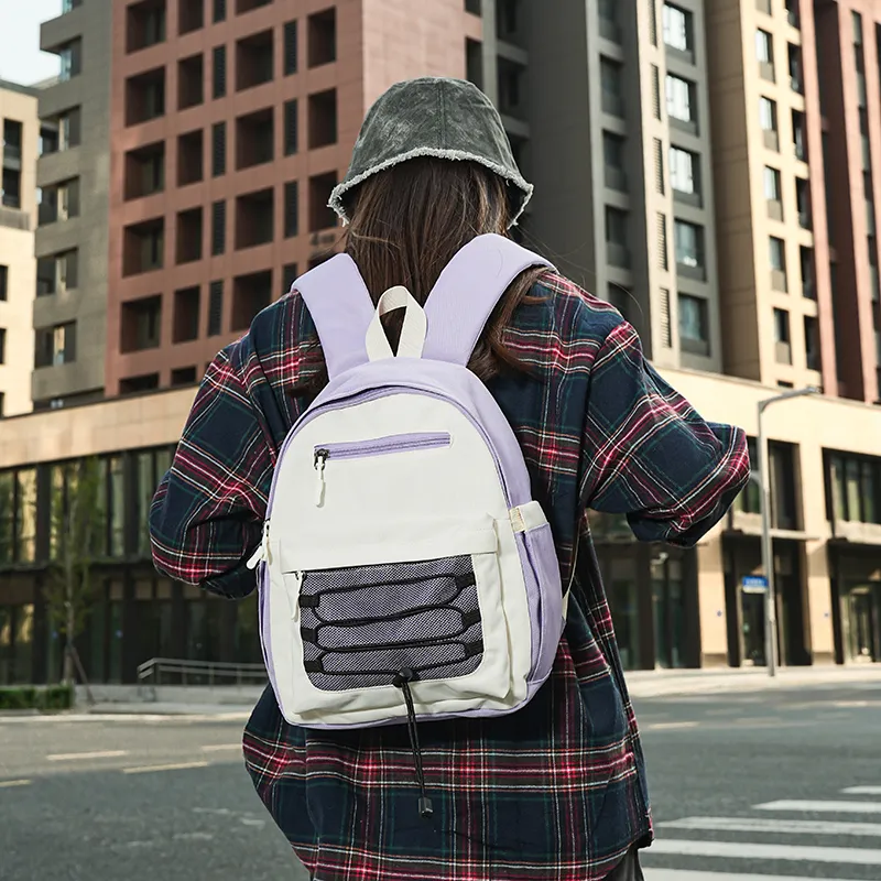 Cwatcun Oxford Backpack Unisex Black/Violet/Blue Khaki-4