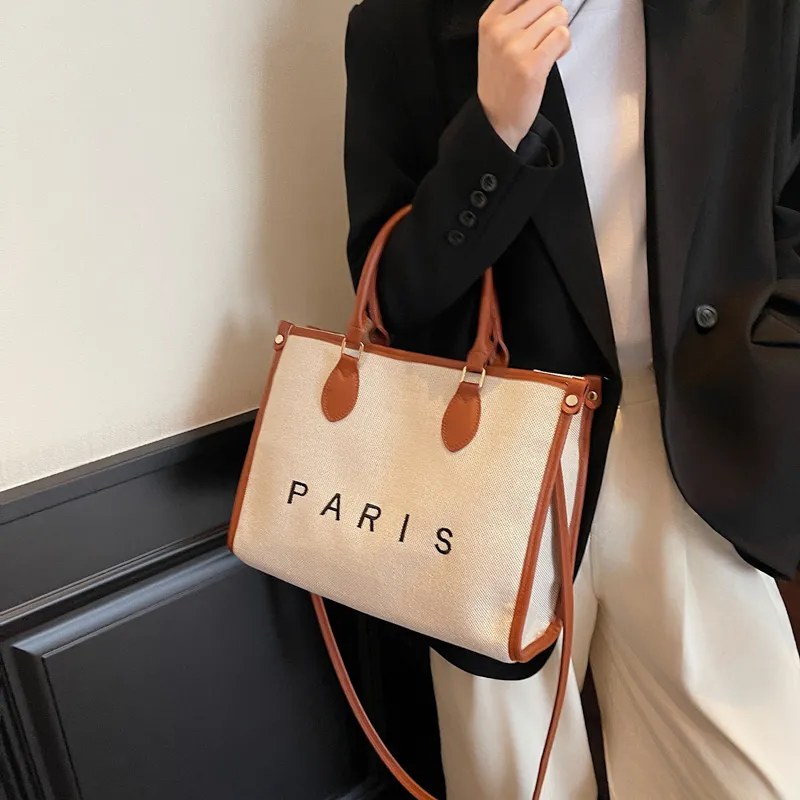 Cwatcun Fabric Tote One Shoulder Handbag Women's Black/Burgundy/Brown-11