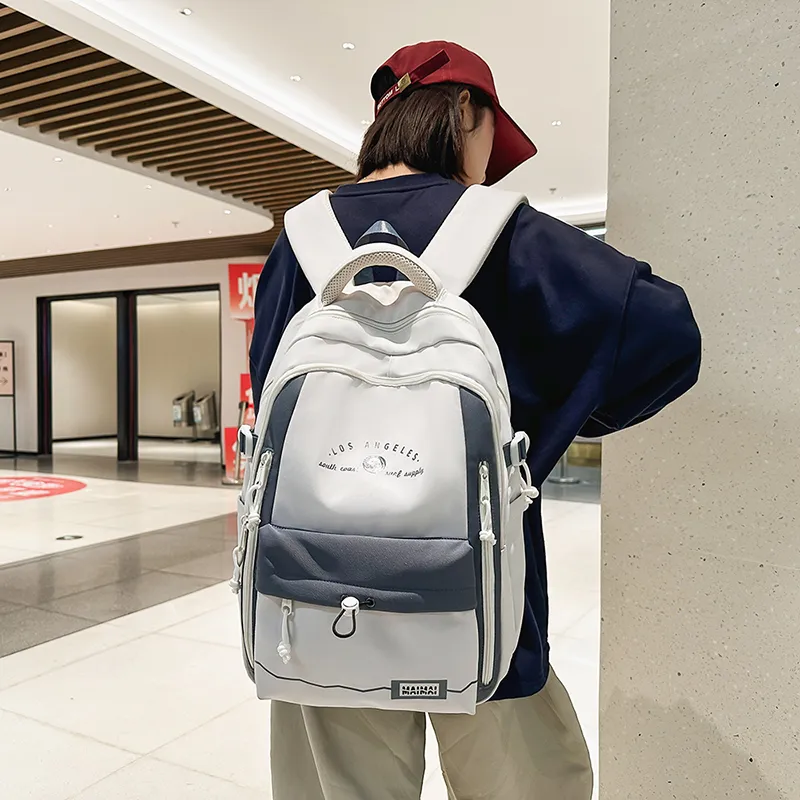 Cwatcun Nylon Backpack Unisex Black/Blue/Brown/Red/Gray/White-12