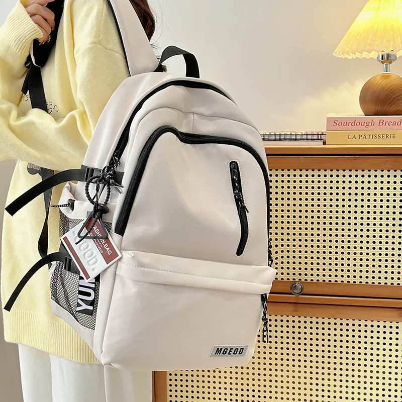 Cwatcun Nylon Backpack Unisex Ivory/Burgundy/Black/Dark Blue-1