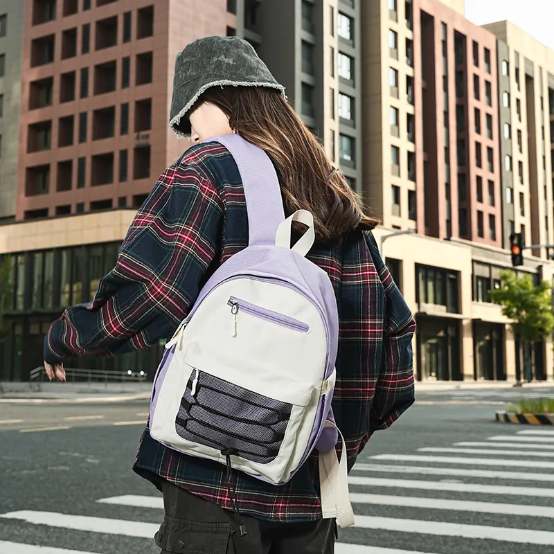 Cwatcun Oxford Backpack Unisex Black/Violet/Blue Khaki-5