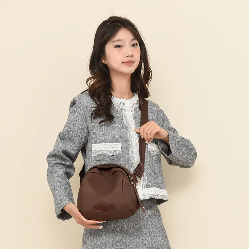 Cwatcun Nylon Crossbody Bag, Shoulder Bag Women's Ecru/Black/Dark Brown-9