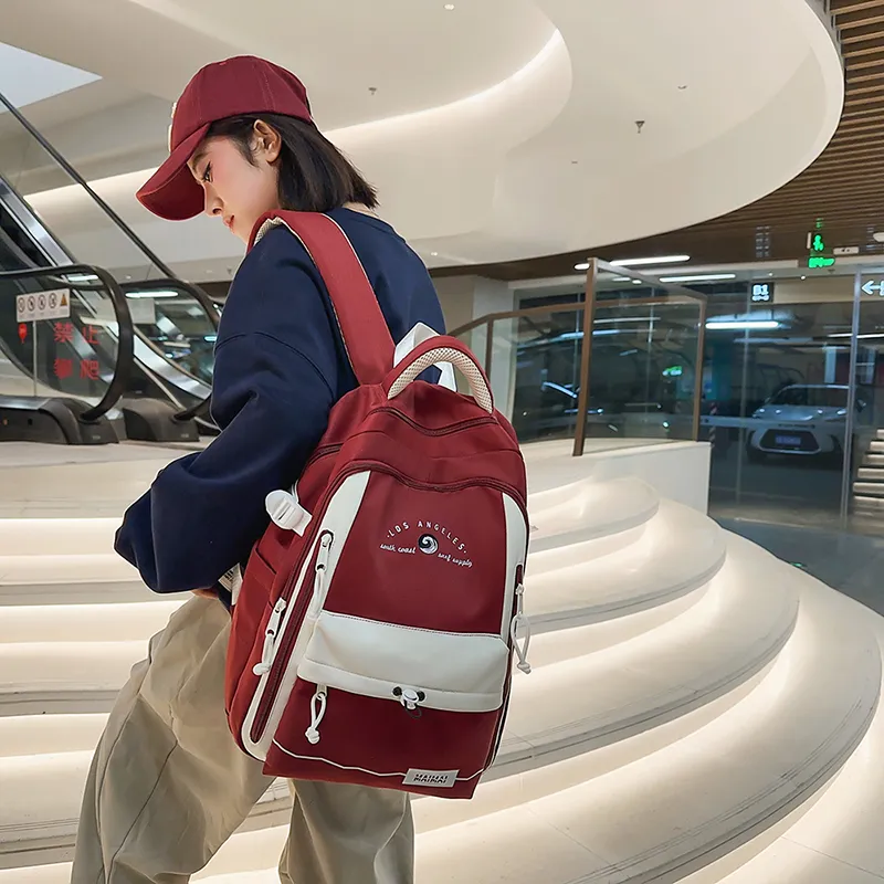 Cwatcun Nylon Backpack Unisex Black/Blue/Brown/Red/Gray/White-9